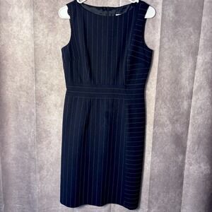 David Meister Navy Blue Broken Stripe  Dress Size 4‎ Business Casual